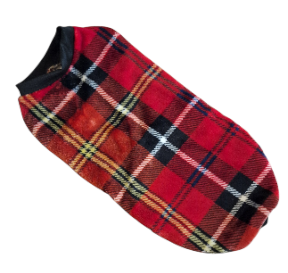 Wellsoft pulcsi piros kockás Tacskó fazon