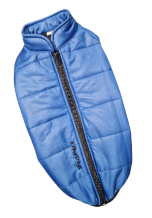 Téli kabát steppelt kék Tacskó fazon