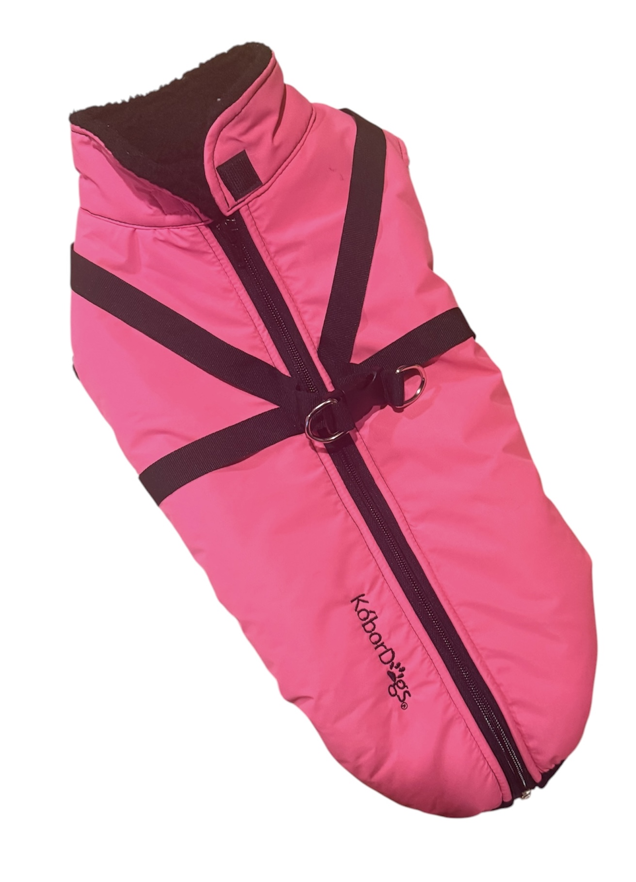 Téli kabát neon pink, beépített hám, Tacskó fazon